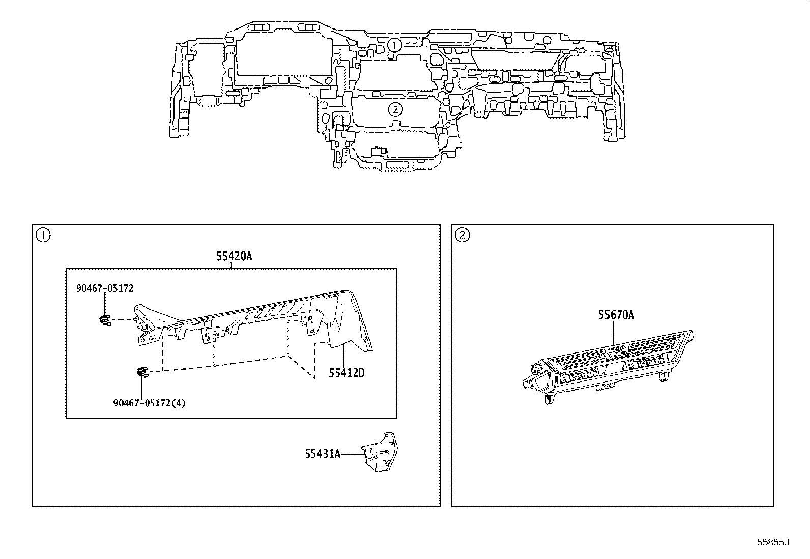 55302-0E010-C0 PANEL SUB-ASSY, INSTRUMENT, UPPER product image
