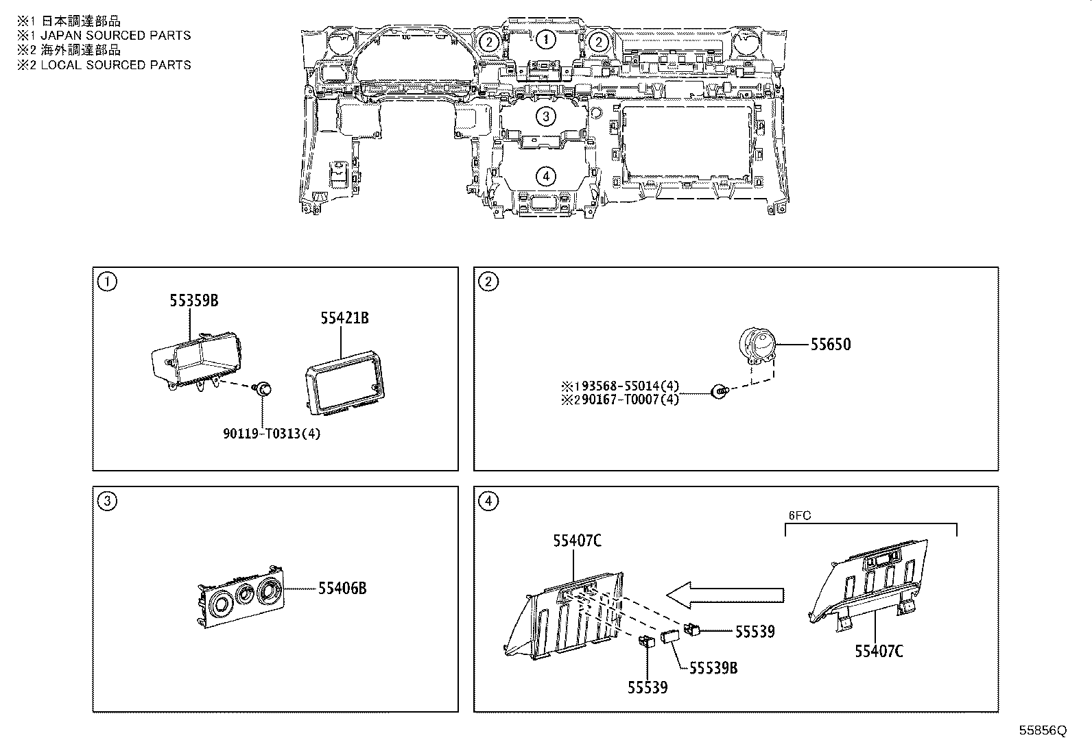 55306-0K090 BRACE SUB-ASSY, INSTRUMENT PANEL, NO.1 product image