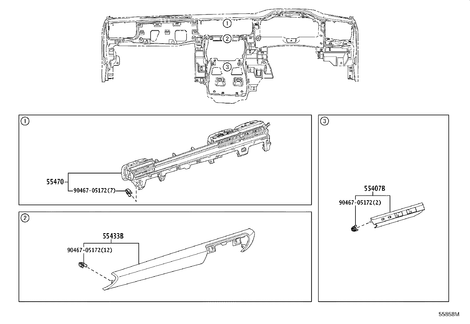55302-52270-C0 PANEL SUB-ASSY, INSTRUMENT, UPPER product image