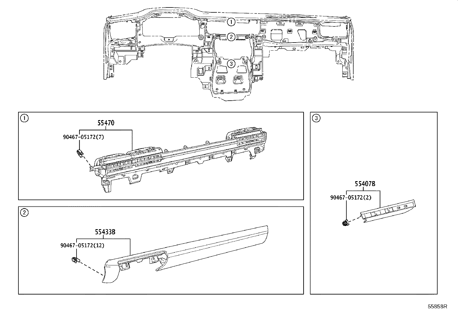 55302-52270-C0 PANEL SUB-ASSY, INSTRUMENT, UPPER product image