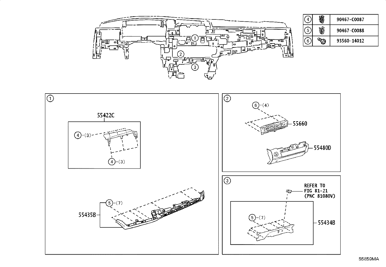 55307-06280 BRACE SUB-ASSY, INSTRUMENT PANEL, NO.2 product image