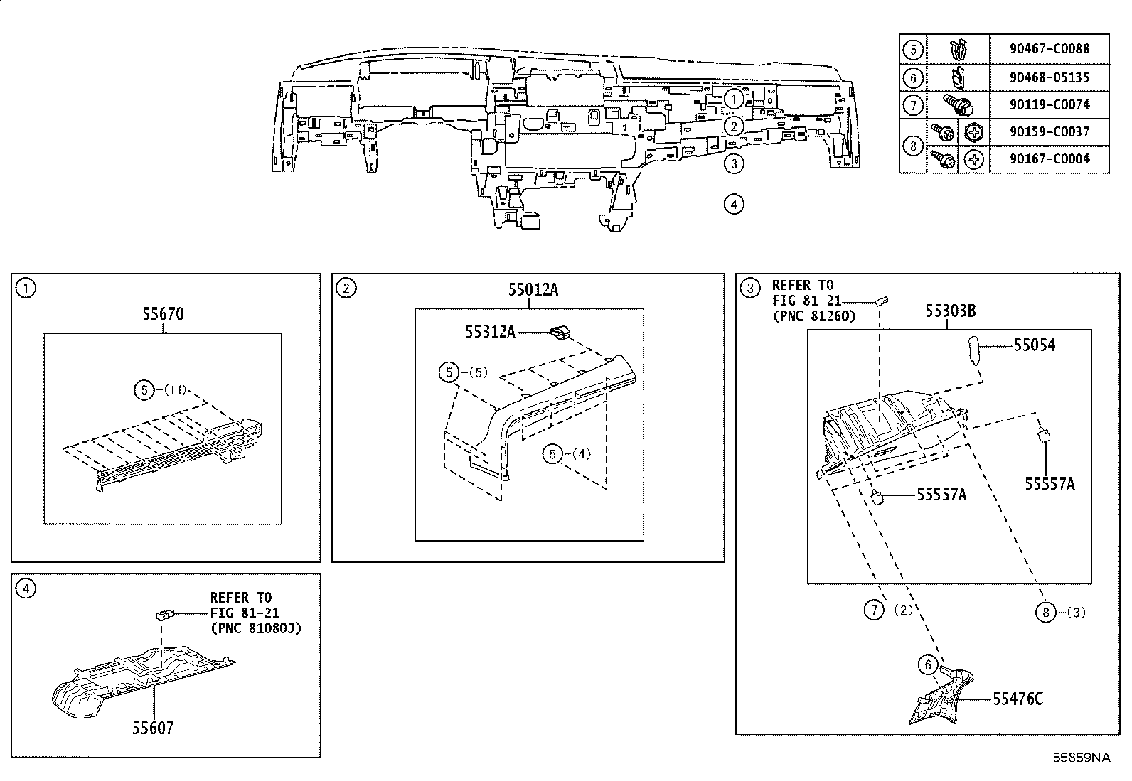 55307-06280 BRACE SUB-ASSY, INSTRUMENT PANEL, NO.2 product image