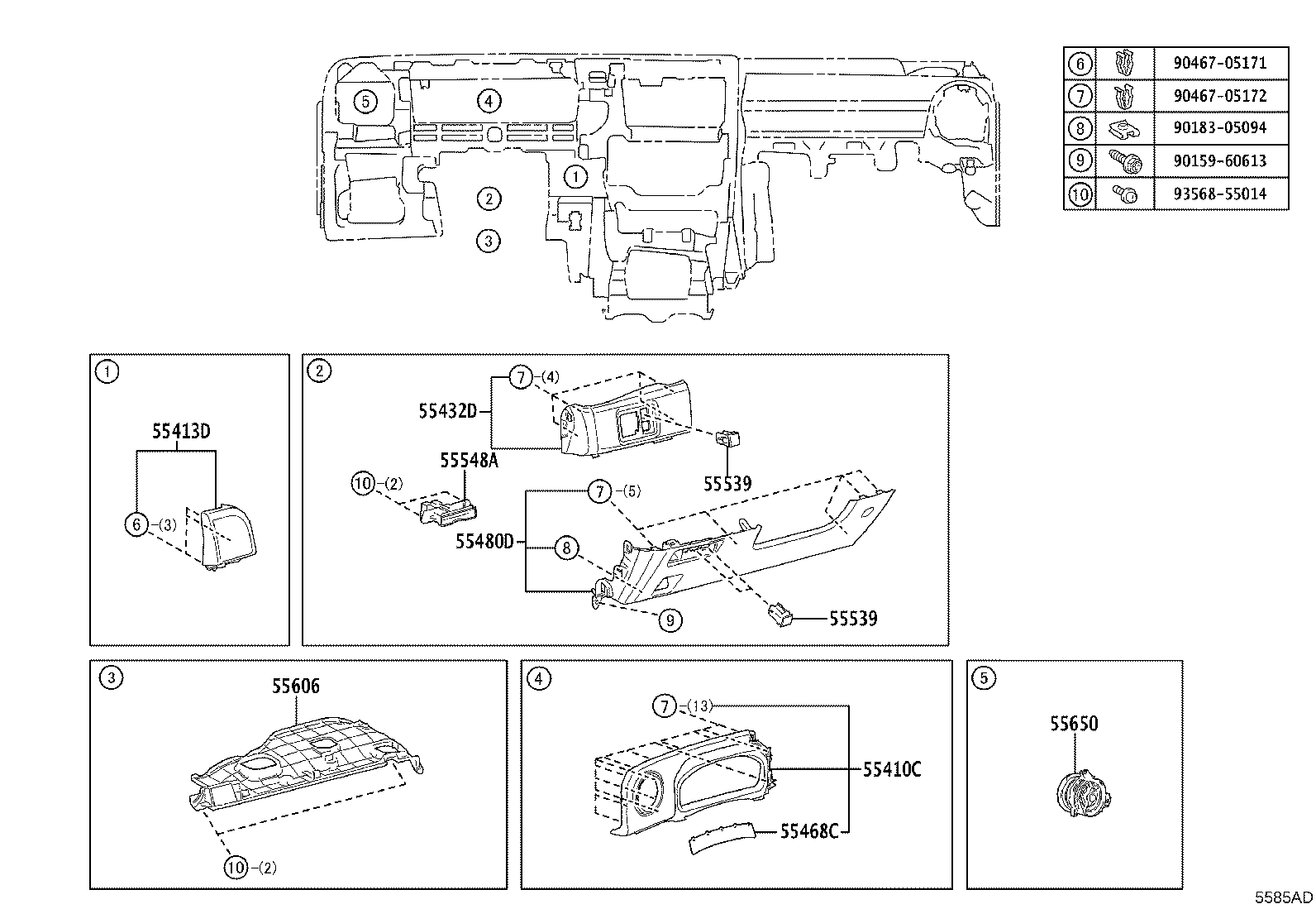 55405-K0010 PANEL SUB-ASSY, INSTRUMENT CLUSTER FINISH, CENTER product image