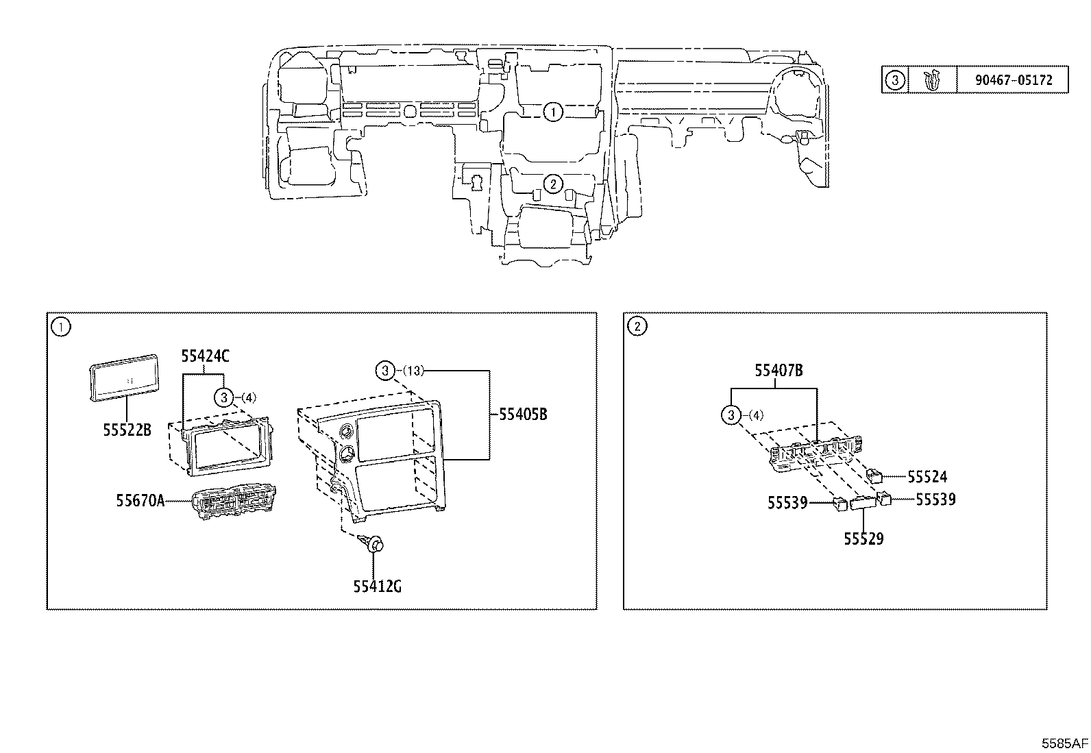 55405-K0010 PANEL SUB-ASSY, INSTRUMENT CLUSTER FINISH, CENTER product image