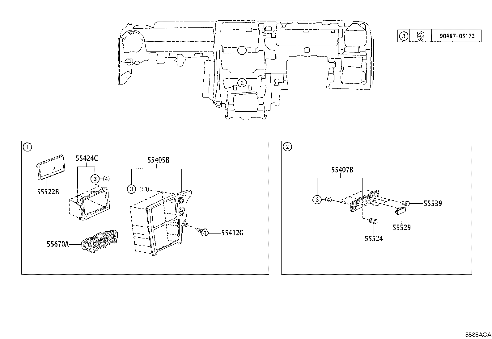 55405-K0010 PANEL SUB-ASSY, INSTRUMENT CLUSTER FINISH, CENTER product image