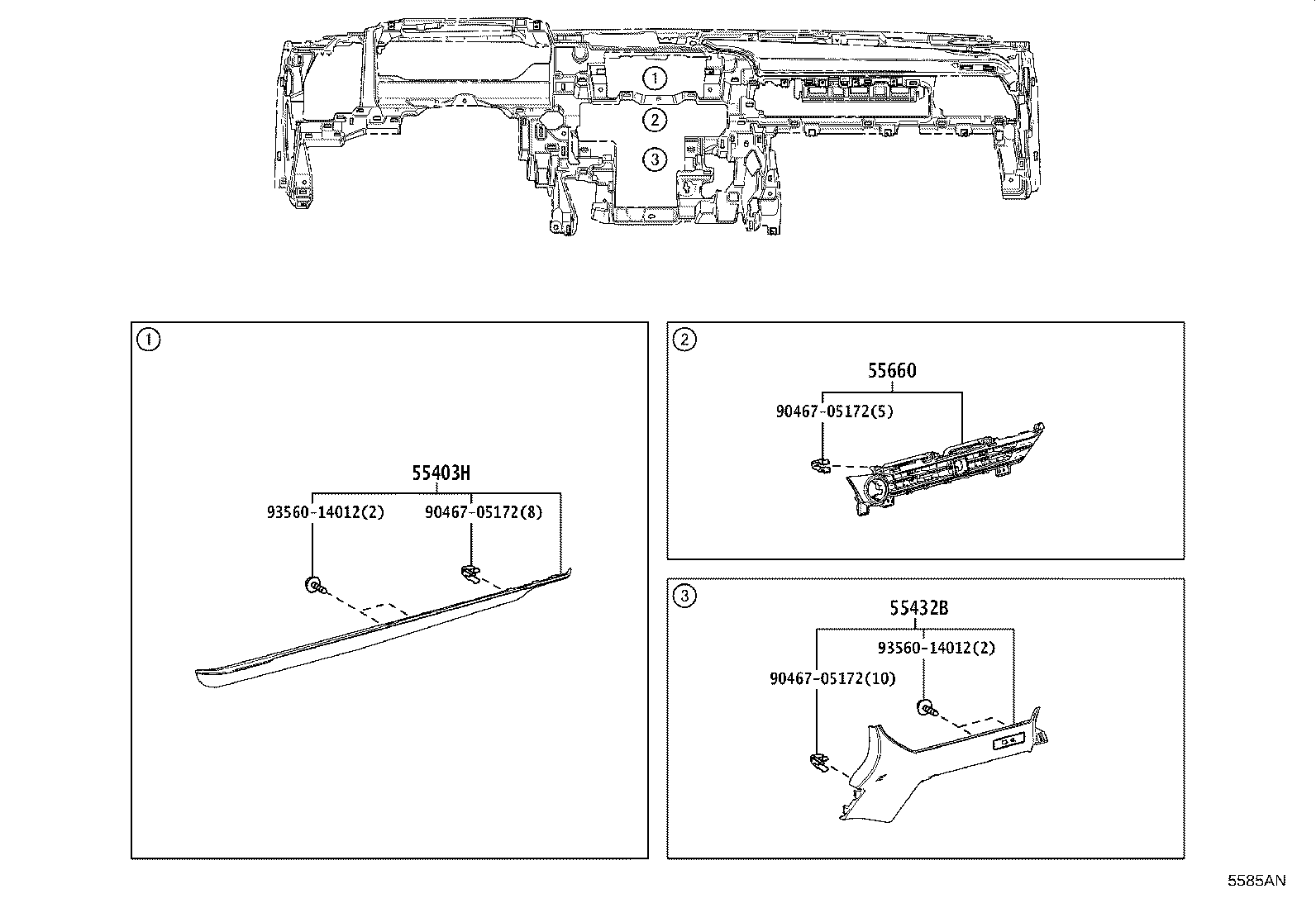 55306-30380 BRACE SUB-ASSY, INSTRUMENT PANEL, NO.1 product image