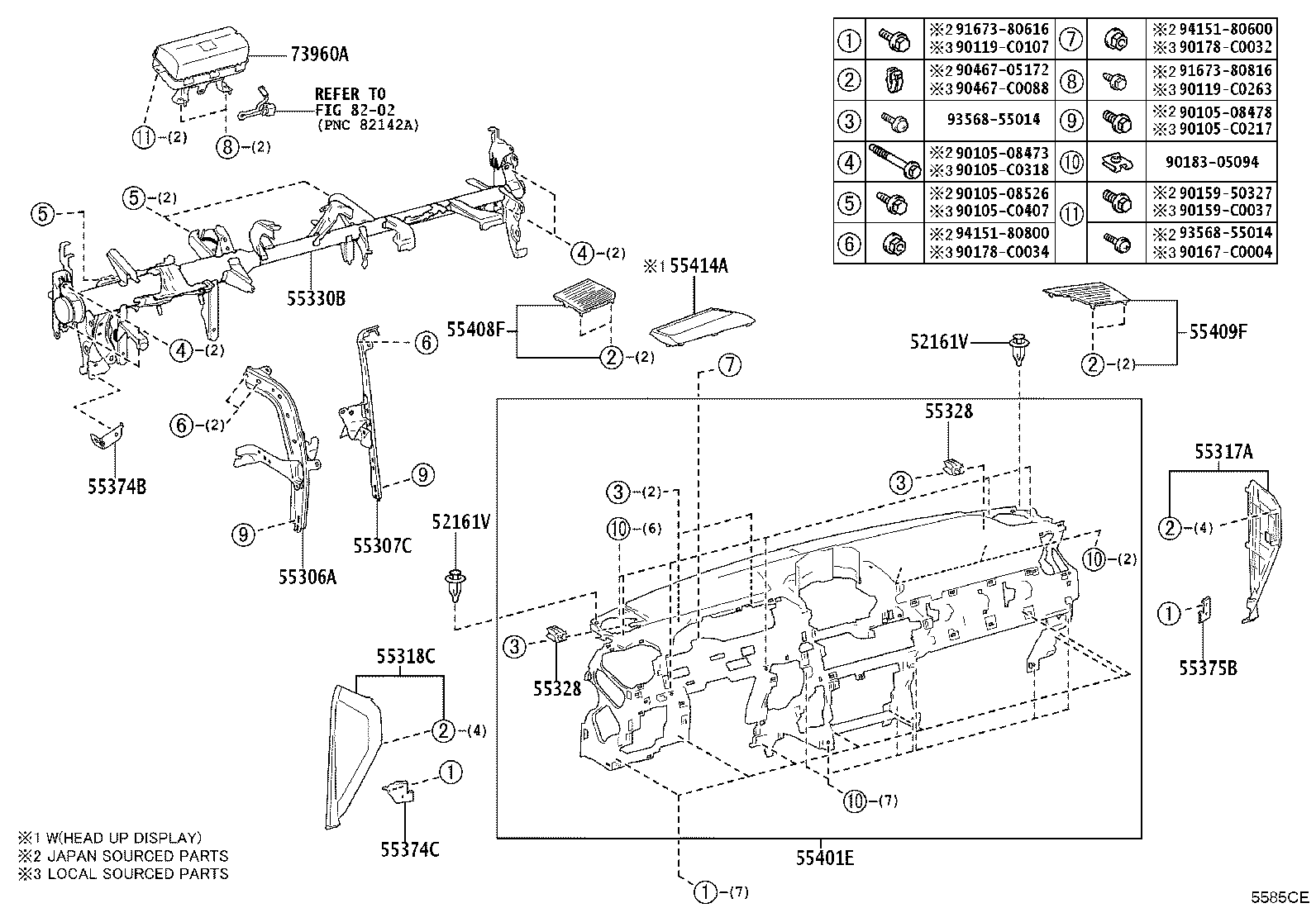 55054-0G020 STOPPER SUB-ASSY, GLOVE COMPARTMENT DOOR product image