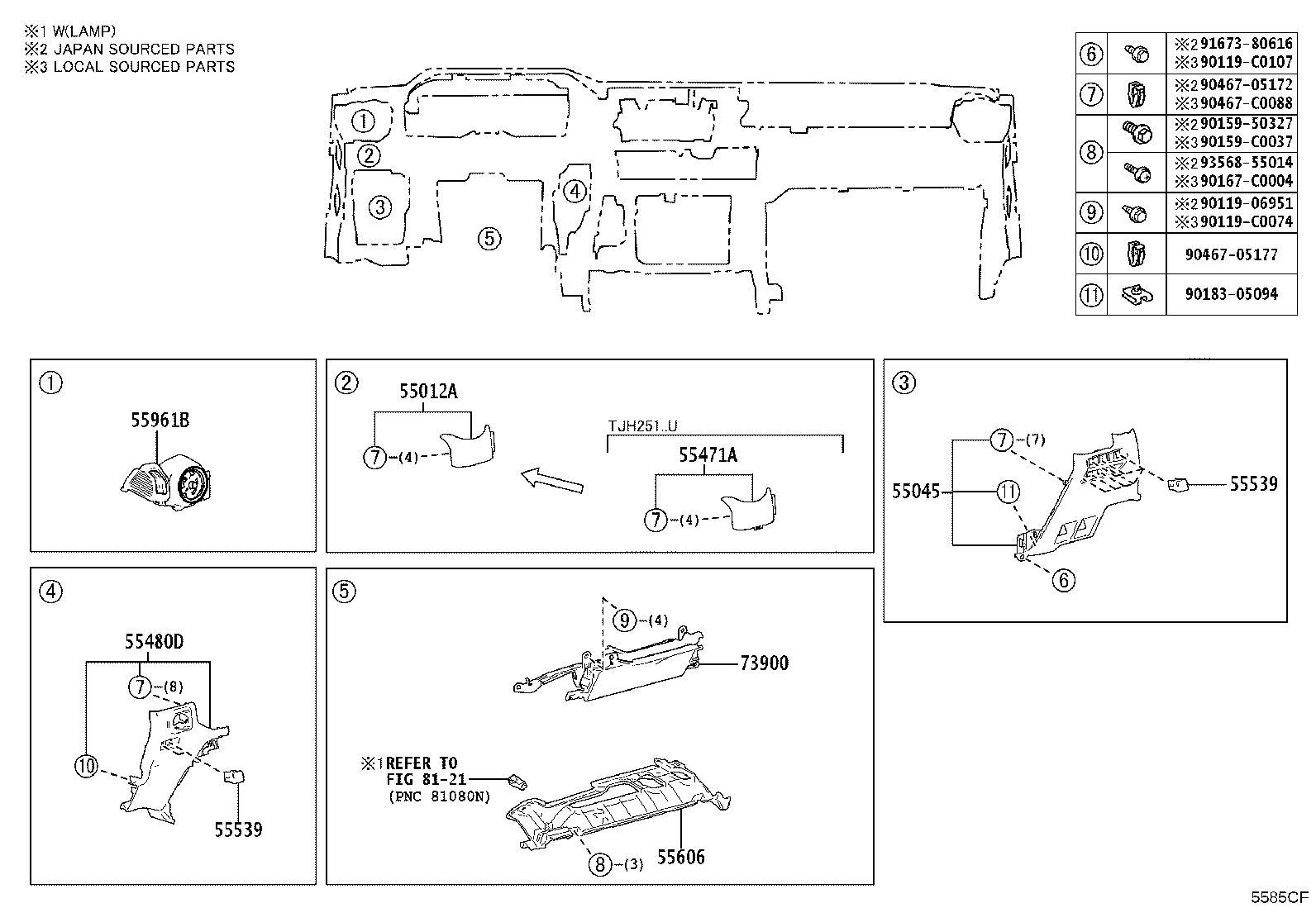 55054-0G020 STOPPER SUB-ASSY, GLOVE COMPARTMENT DOOR product image