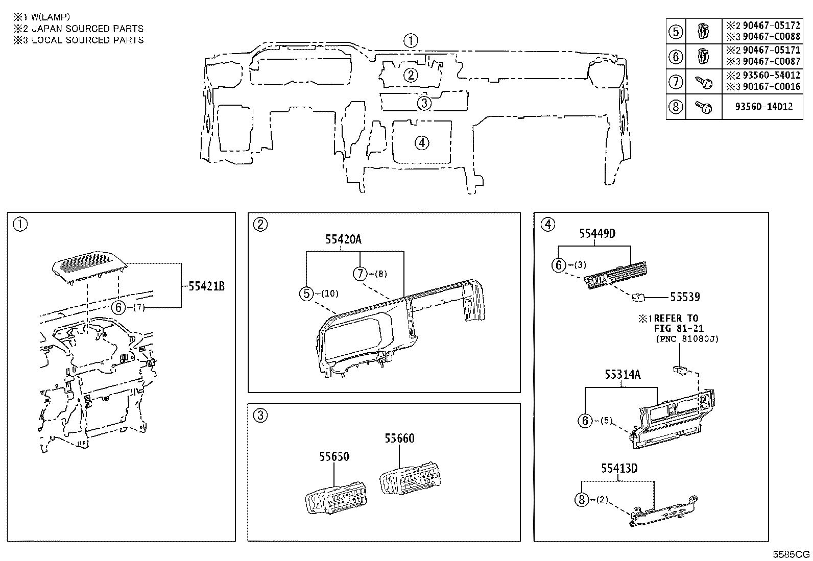 55054-0G020 STOPPER SUB-ASSY, GLOVE COMPARTMENT DOOR product image