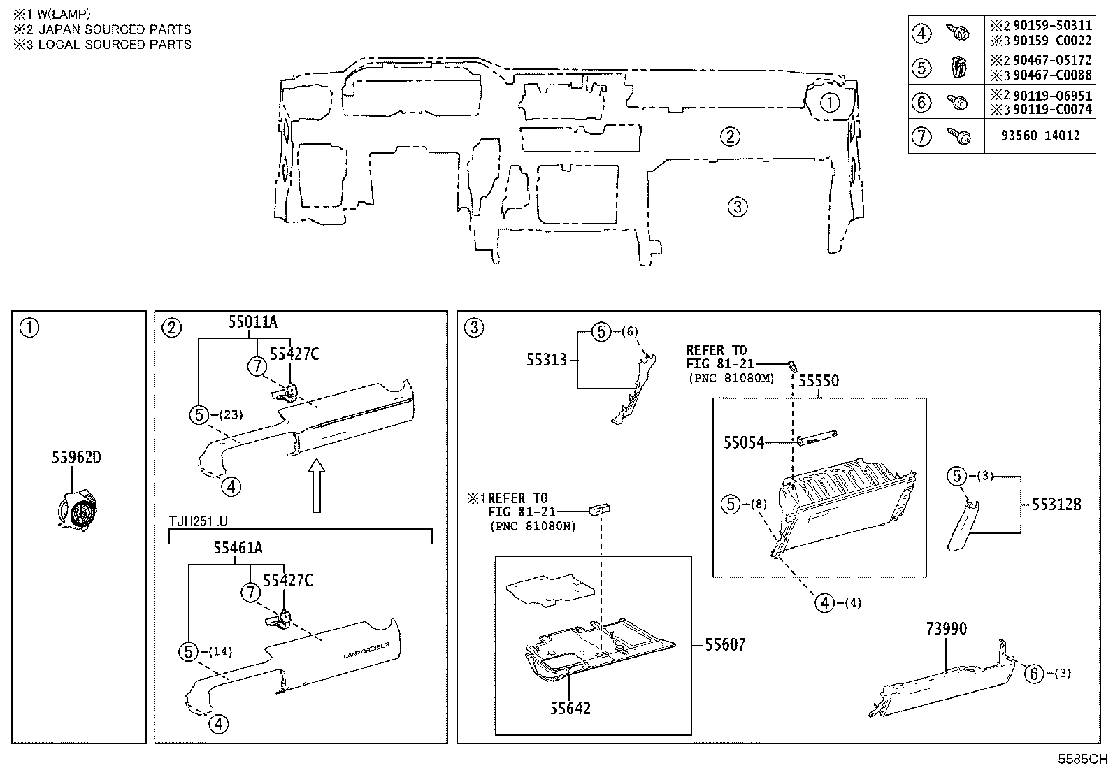 55054-0G020 STOPPER SUB-ASSY, GLOVE COMPARTMENT DOOR product image