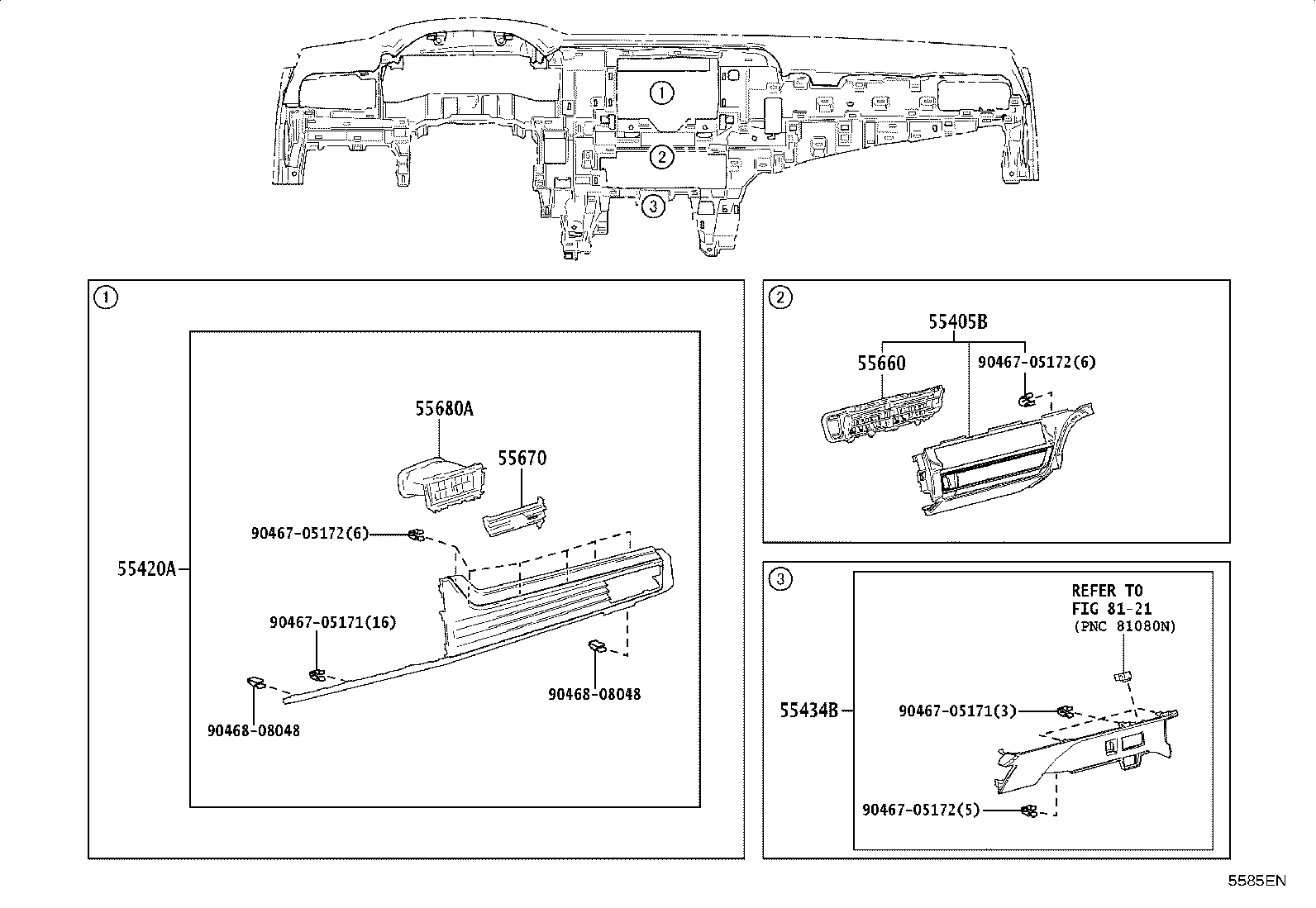 55405-06330-C0 PANEL SUB-ASSY, INSTRUMENT CLUSTER FINISH, CENTER product image