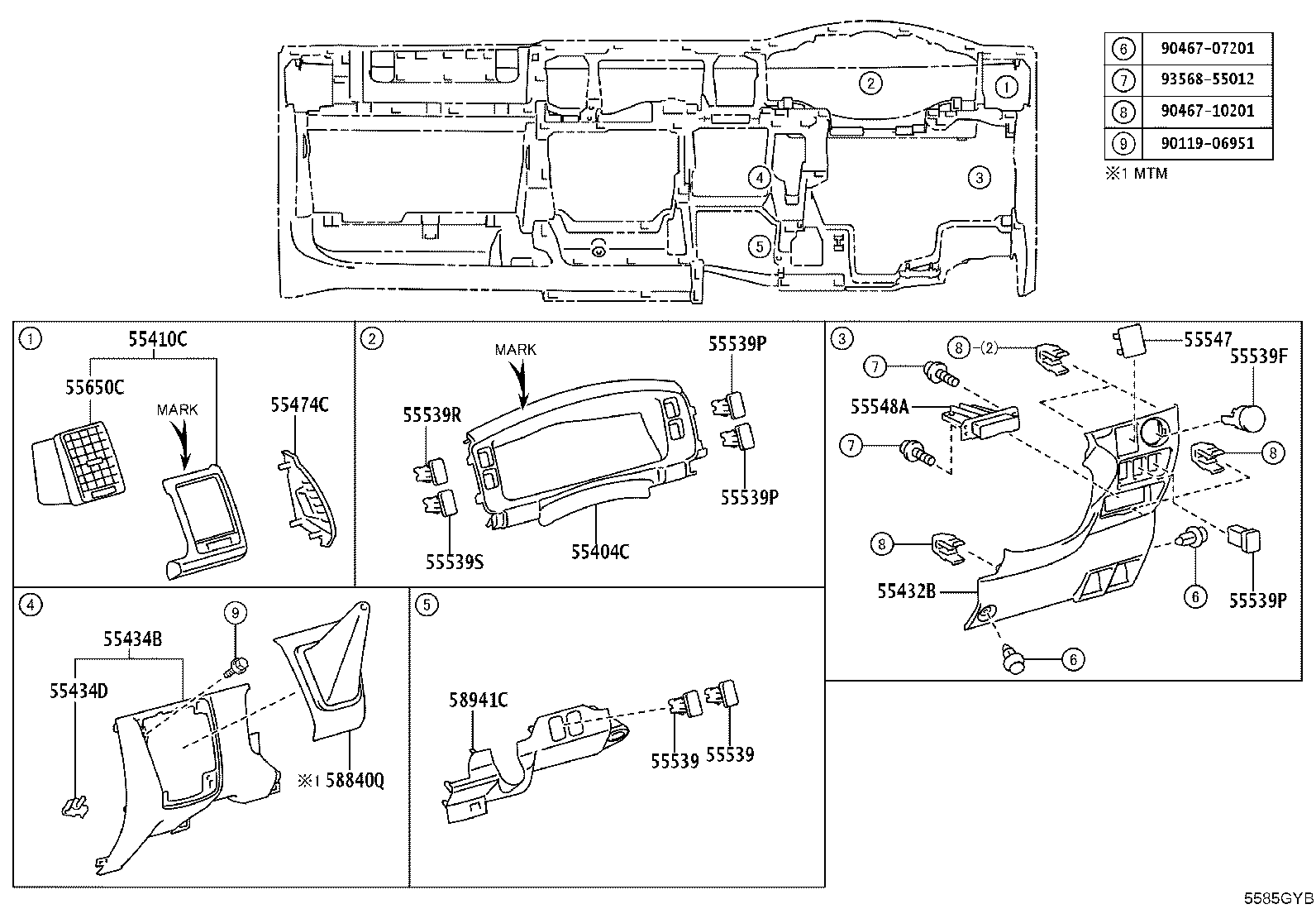 55405-26260-B2 PANEL SUB-ASSY, INSTRUMENT CLUSTER FINISH, CENTER product image