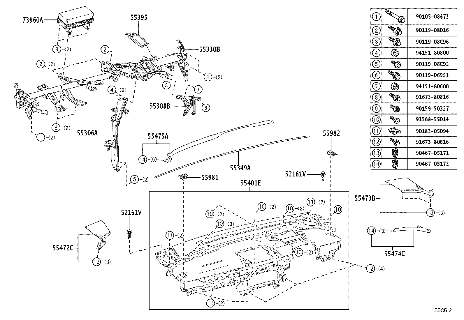 55405-42070 PANEL SUB-ASSY, INSTRUMENT CLUSTER FINISH, CENTER product image