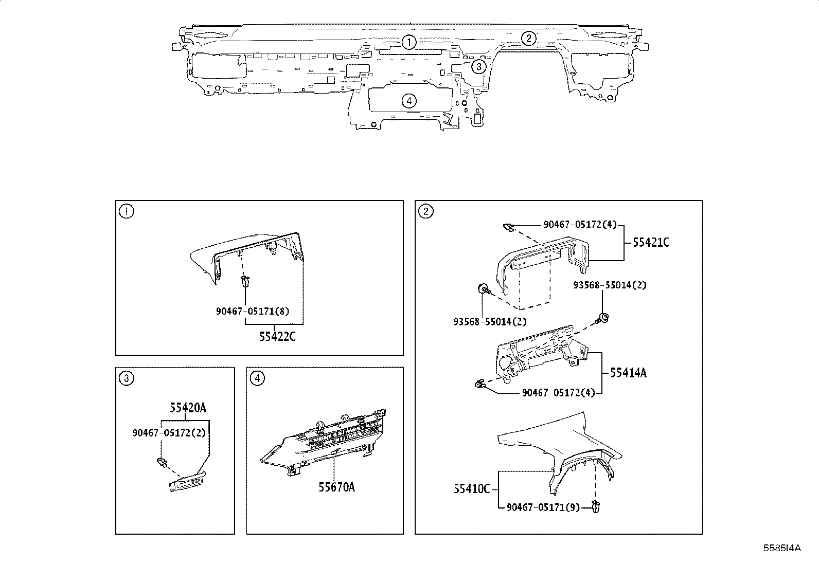 55405-42070 PANEL SUB-ASSY, INSTRUMENT CLUSTER FINISH, CENTER product image