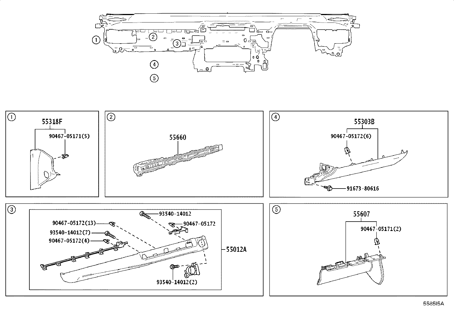 55405-42070 PANEL SUB-ASSY, INSTRUMENT CLUSTER FINISH, CENTER product image