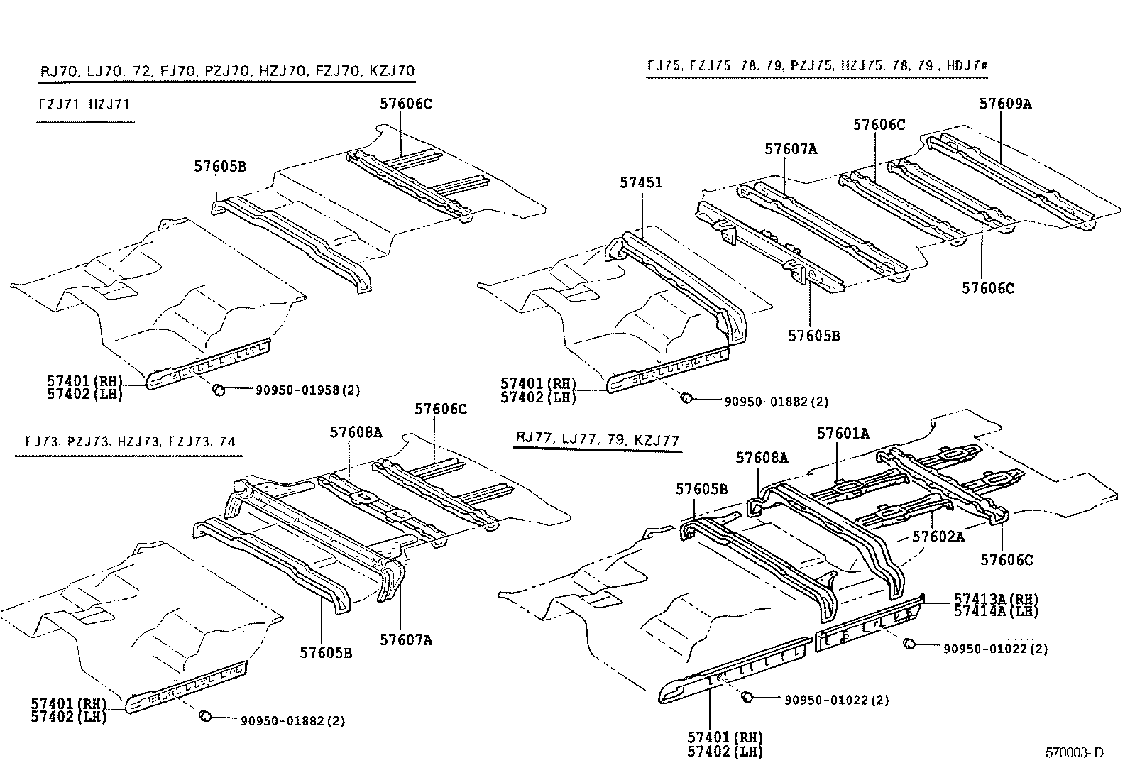 57601-60050 MEMBER SUB-ASSY, REAR FLOOR SIDE, RH product image
