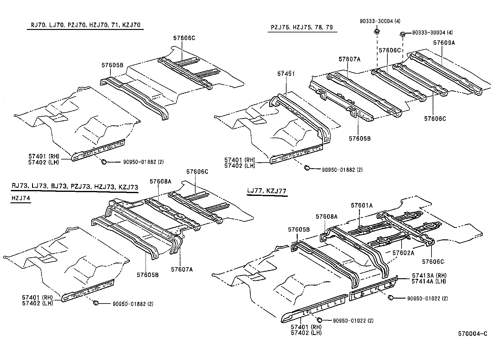 57413-60020 MEMBER, FLOOR SIDE, INNER REAR RH product image