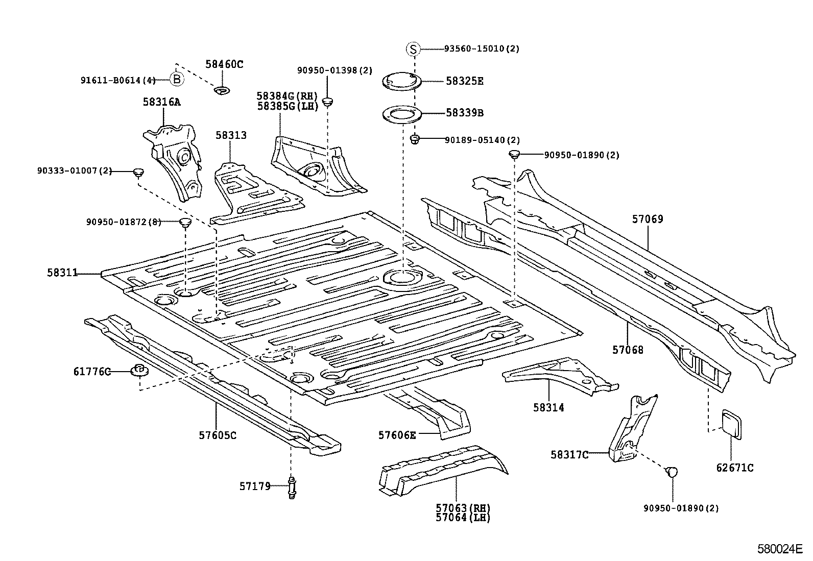 58219-60010 PLATE, CENTER FLOOR REAR END product image