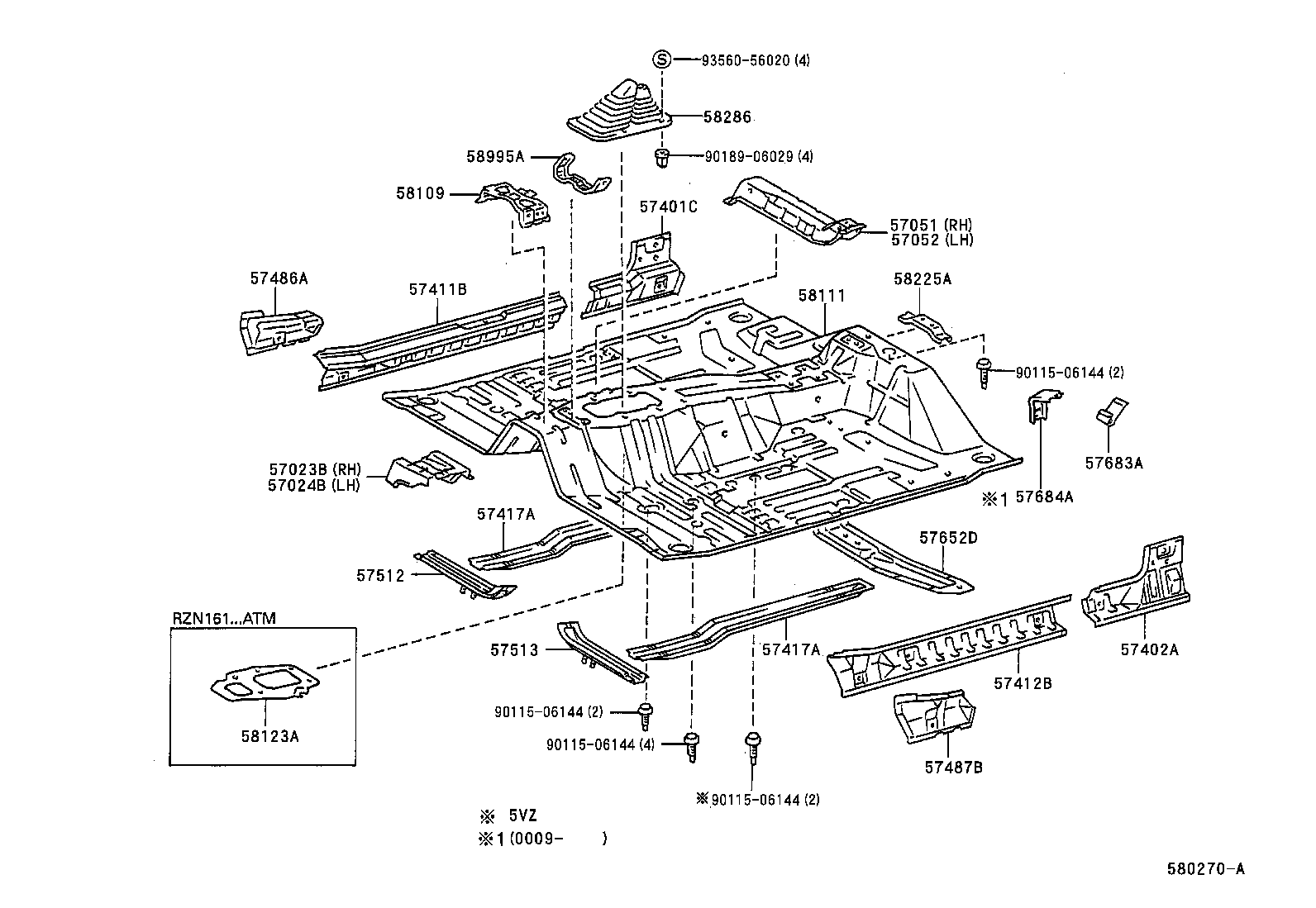 57052-04070 MEMBER SUB-ASSY, FRONT FLOOR CROSS, LH product image