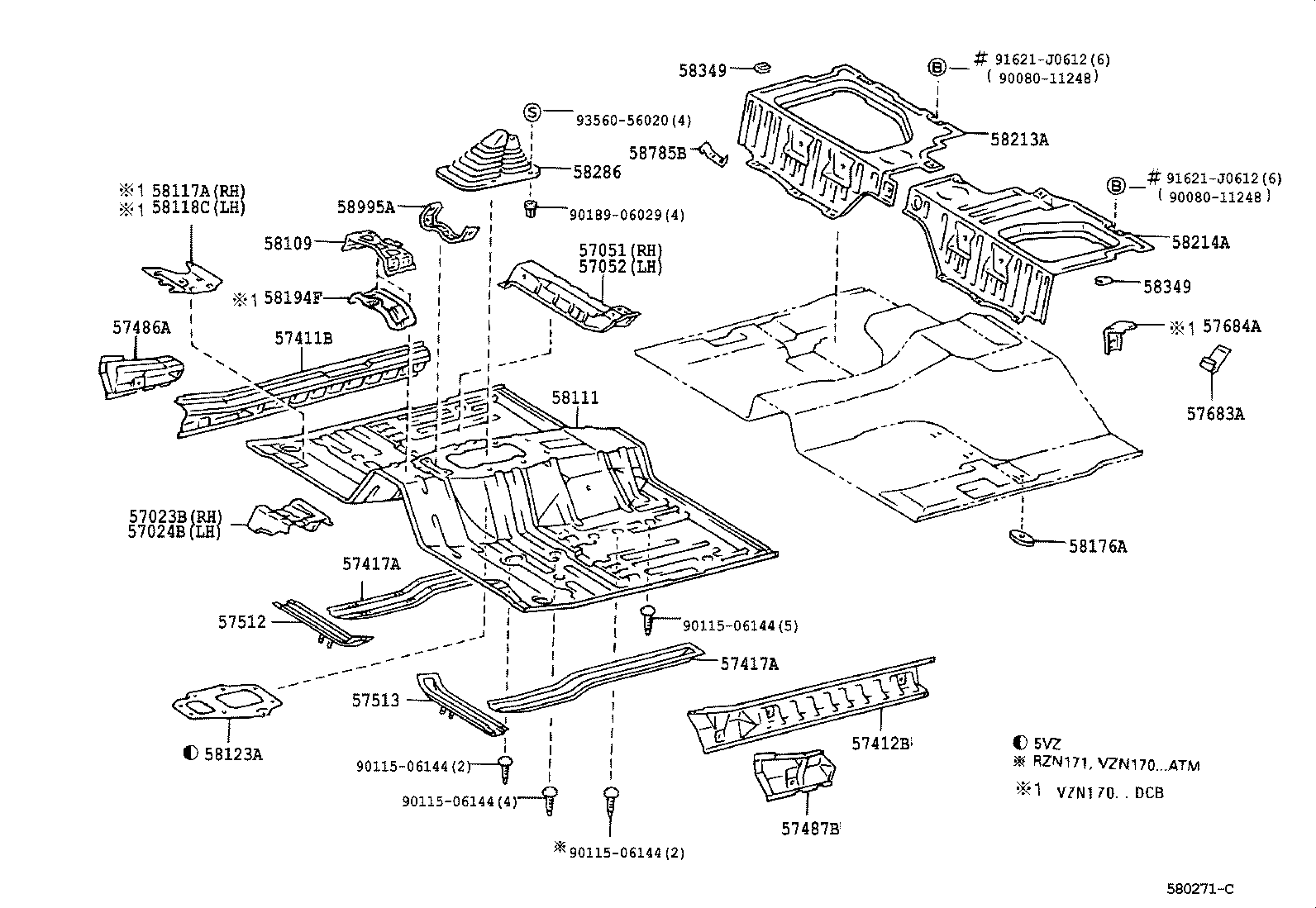57052-04070 MEMBER SUB-ASSY, FRONT FLOOR CROSS, LH product image