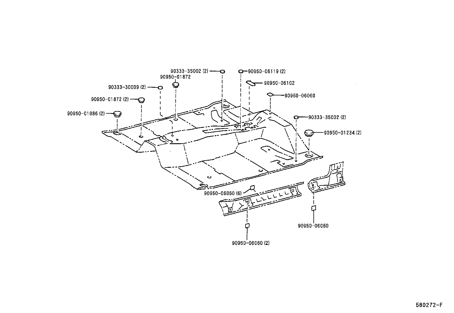 57051-04090 MEMBER SUB-ASSY, FRONT FLOOR CROSS, RH product image