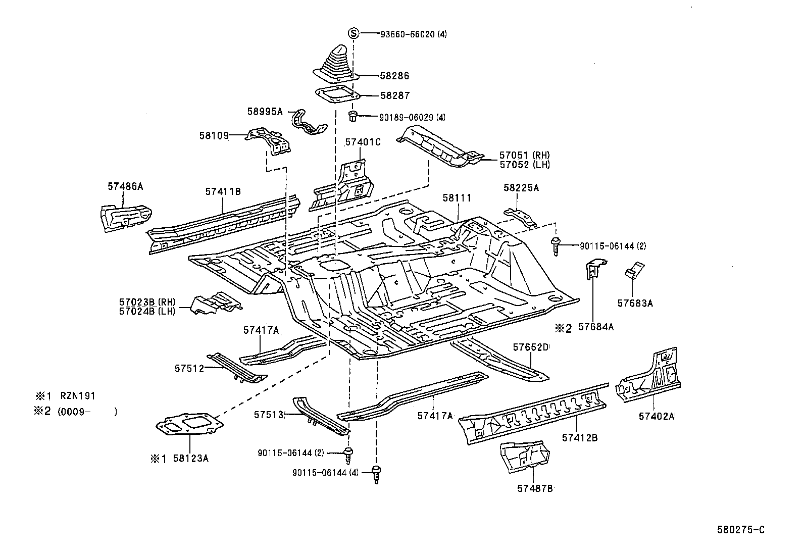 57051-04090 MEMBER SUB-ASSY, FRONT FLOOR CROSS, RH product image