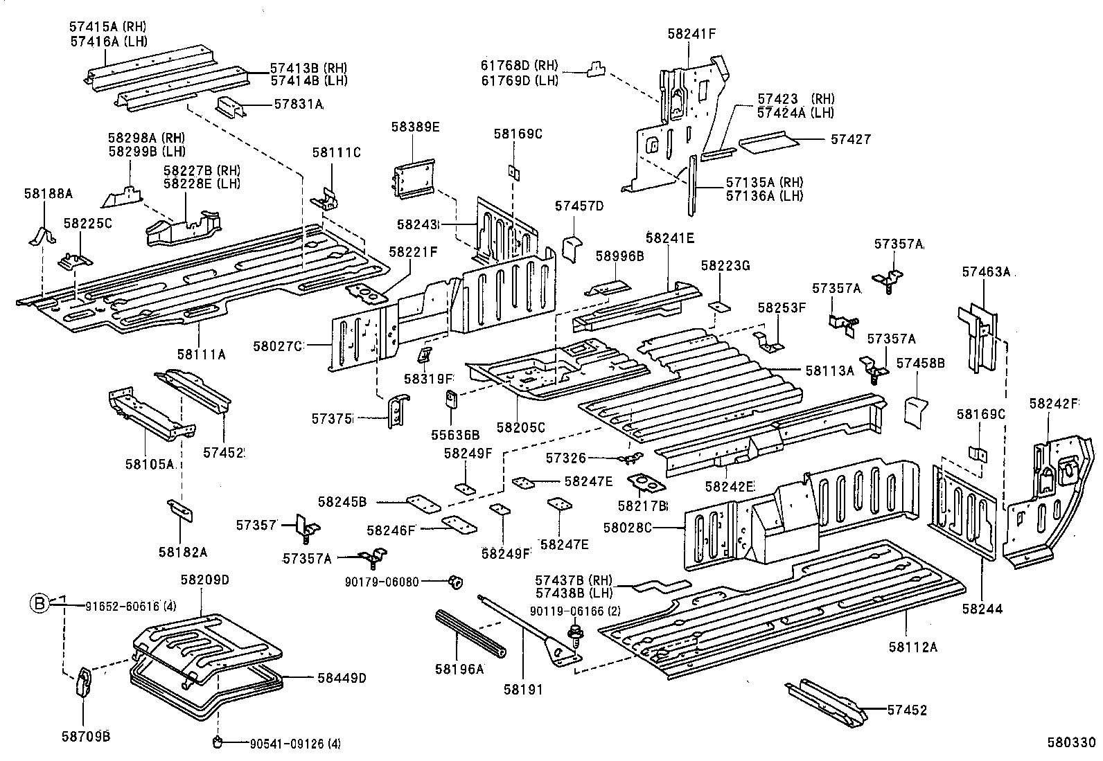 57053-65020 REINFORCEMENT, CENTER FLOOR CROSSMEMBER product image