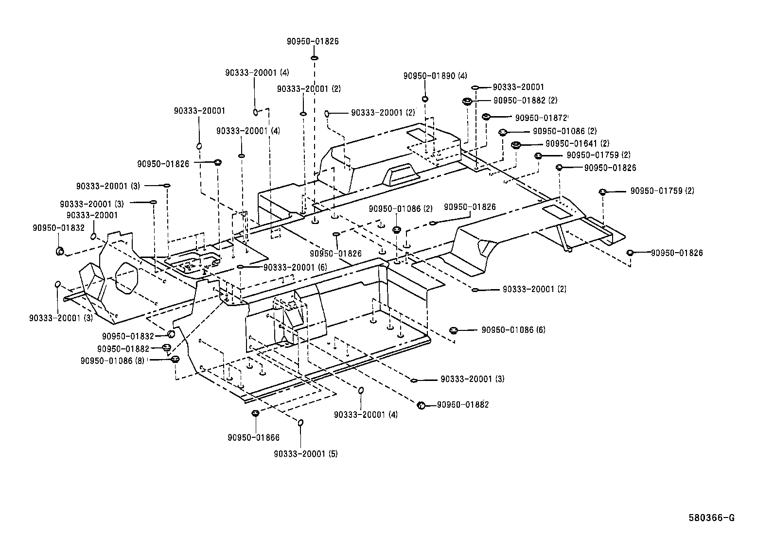 57053-65020 REINFORCEMENT, CENTER FLOOR CROSSMEMBER product image