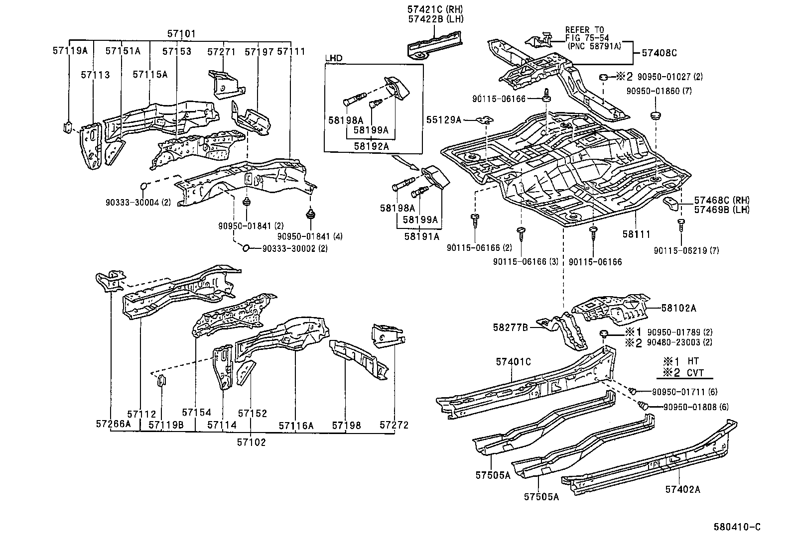 57102-42011 MEMBER SUB-ASSY, FRONT SIDE, LH product image