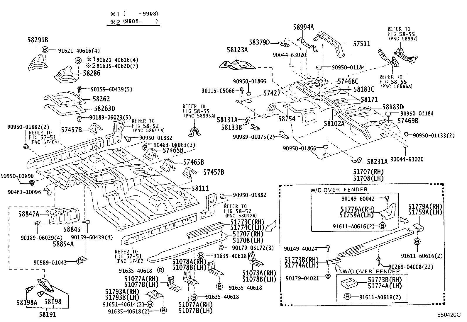 58131-90K00 BRACKET, FRONT FLOOR HEAT INSULATOR, NO.1 product image
