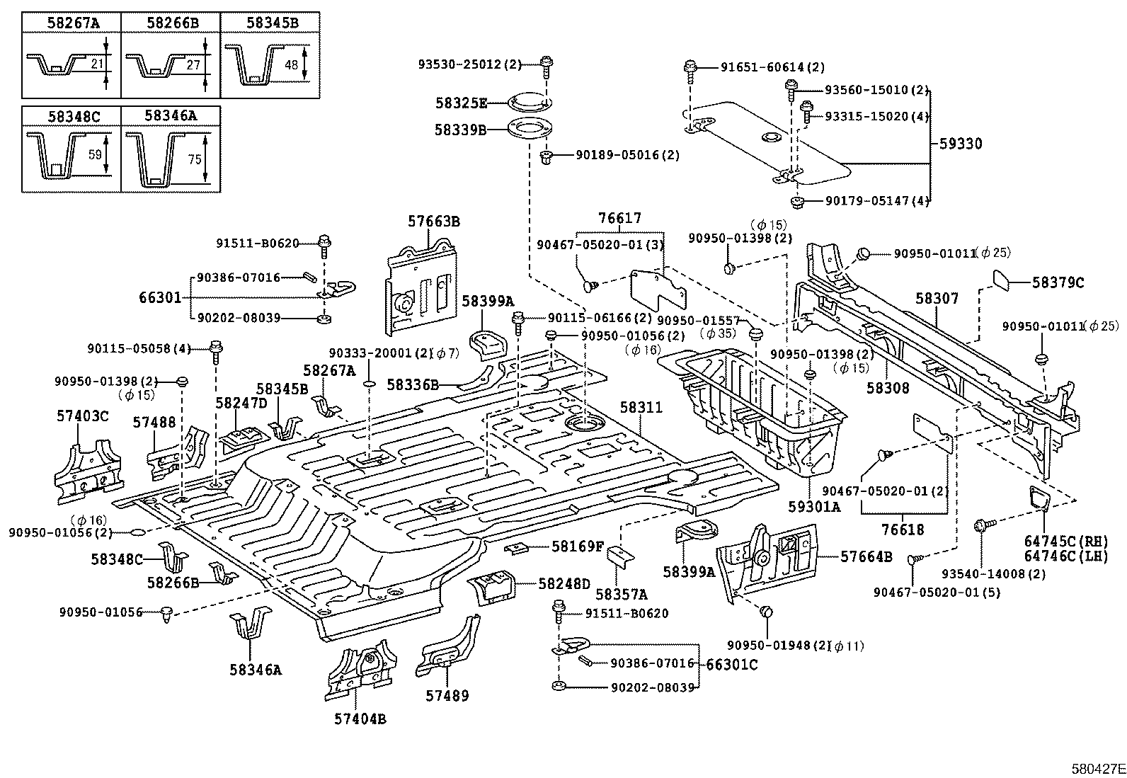 57663-60040 PANEL, REAR FLOOR SIDE, REAR RH product image