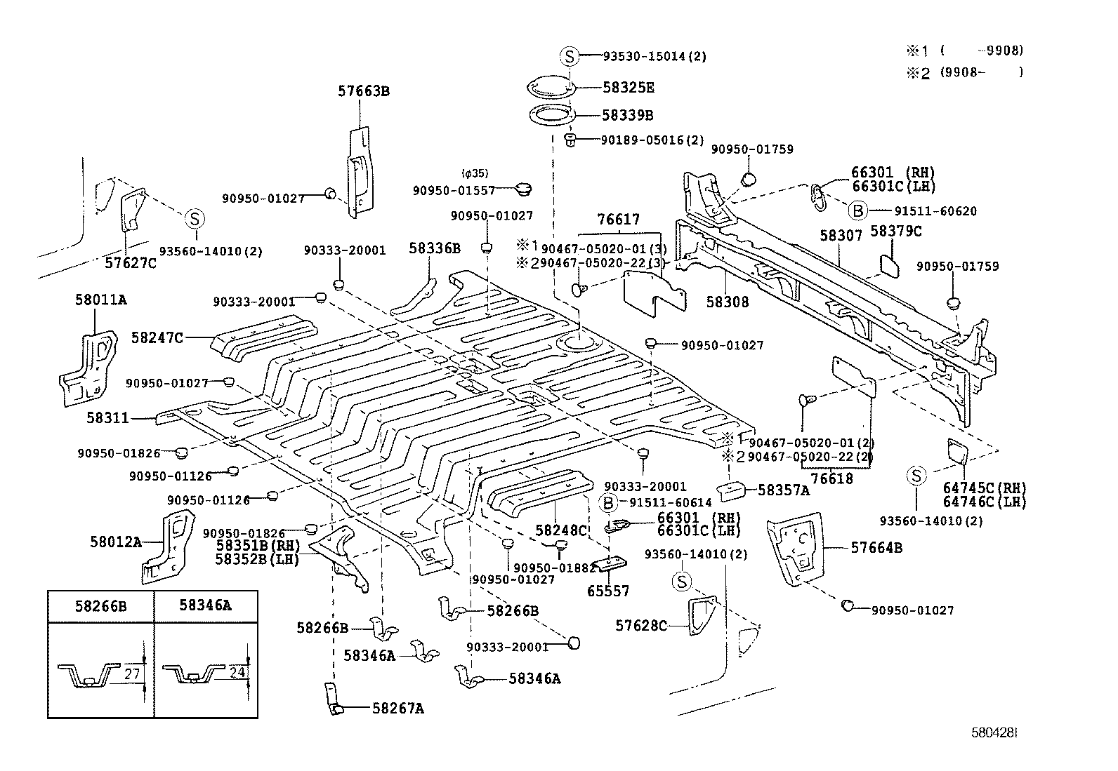 57627-60020 COVER, REAR FLOOR SIDE MEMBER, RH product image
