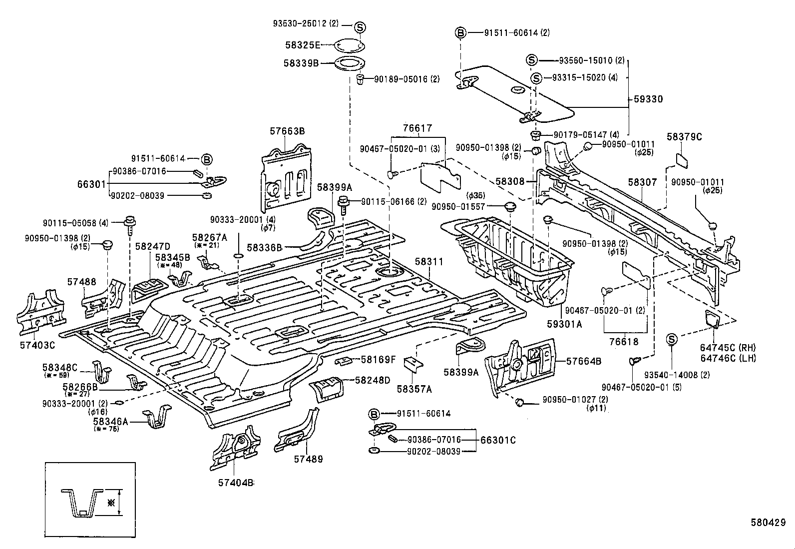 57627-60020 COVER, REAR FLOOR SIDE MEMBER, RH product image