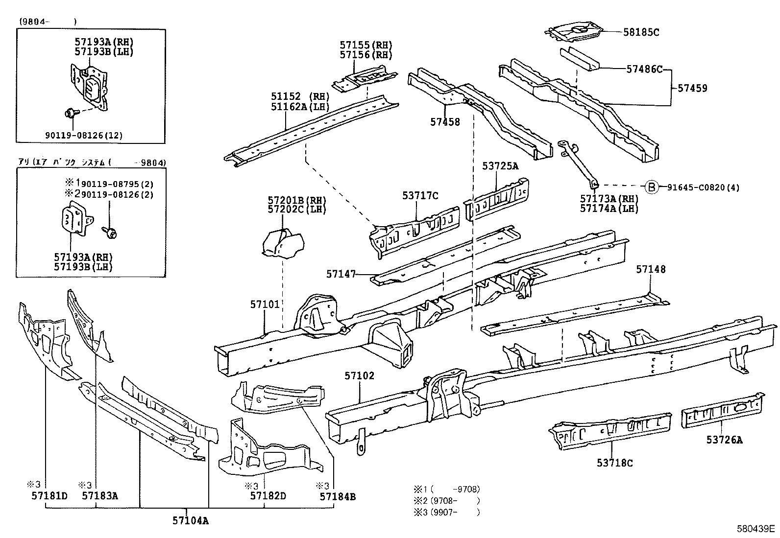 57102-26260 MEMBER SUB-ASSY, FRONT SIDE, LH product image