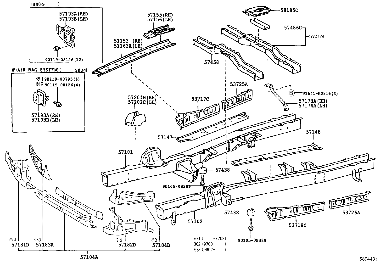 57102-26730 MEMBER SUB-ASSY, FRONT SIDE, LH product image
