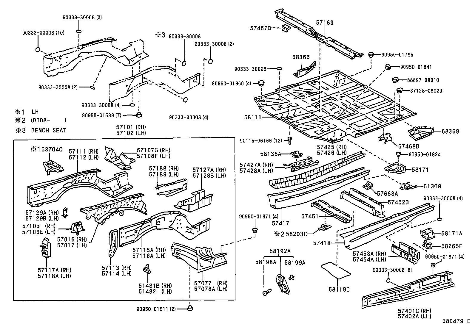 57102-08010 MEMBER SUB-ASSY, FRONT SIDE, LH product image