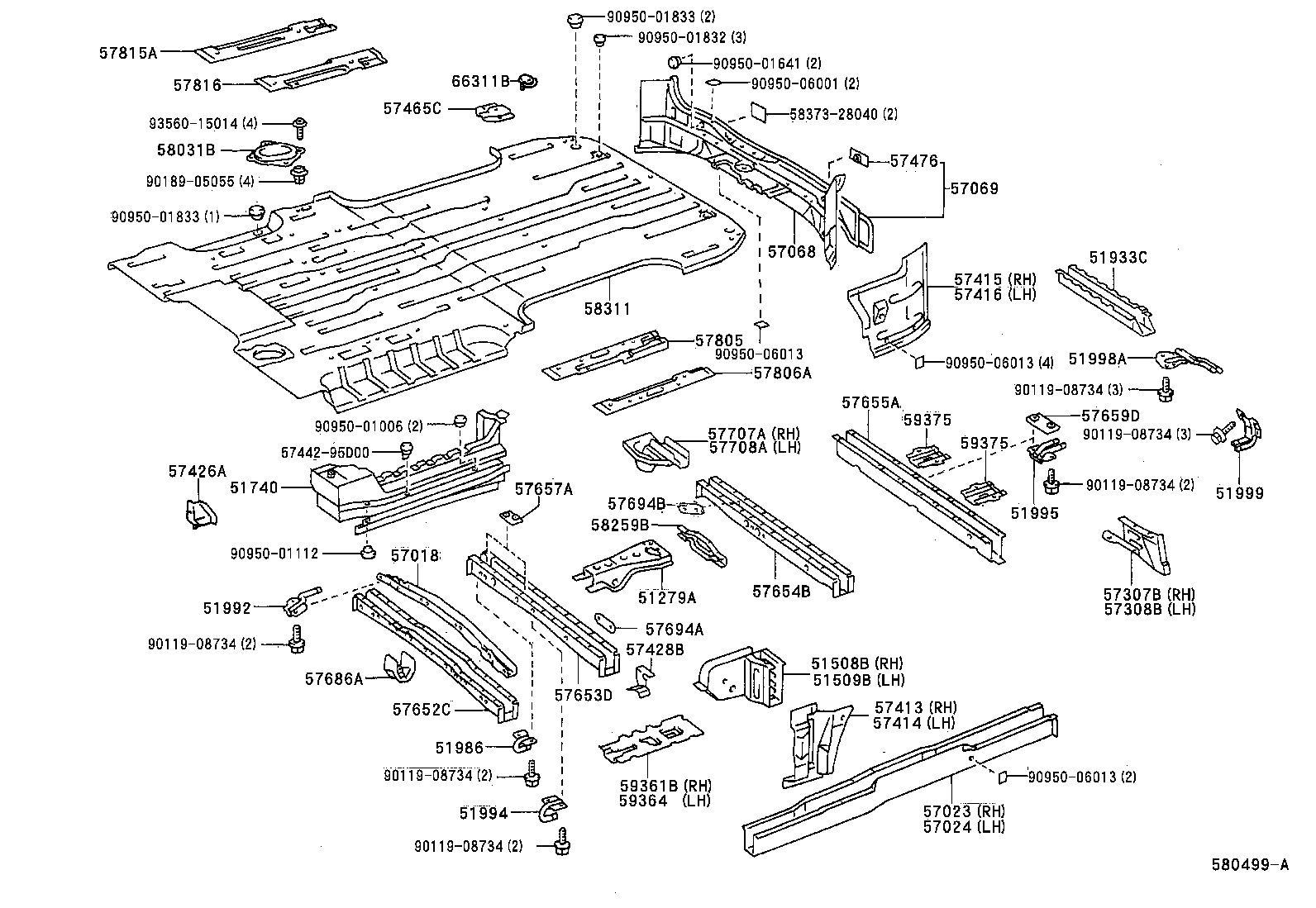 57653-28020 MEMBER, REAR FLOOR CROSS, NO.2 product image