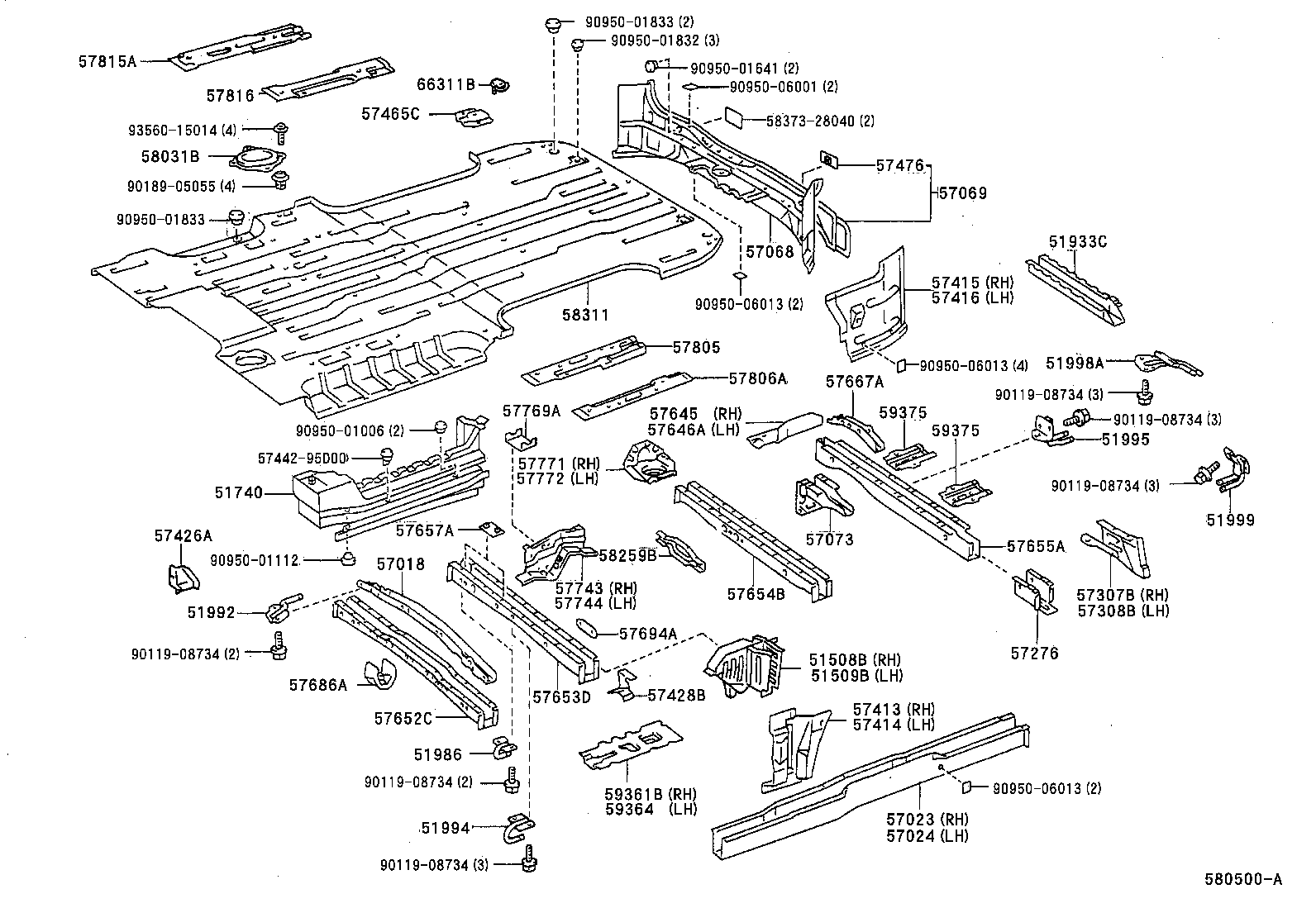57653-28020 MEMBER, REAR FLOOR CROSS, NO.2 product image