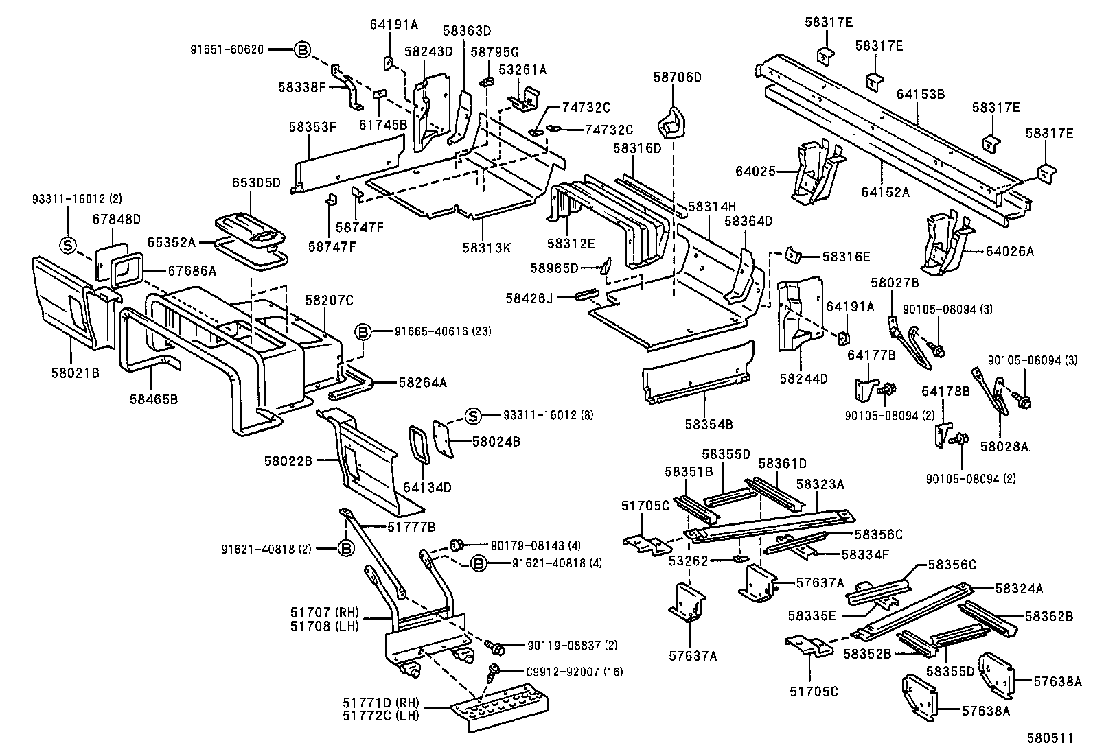 57101-37020 MEMBER SUB-ASSY, FRONT SIDE, RH product image