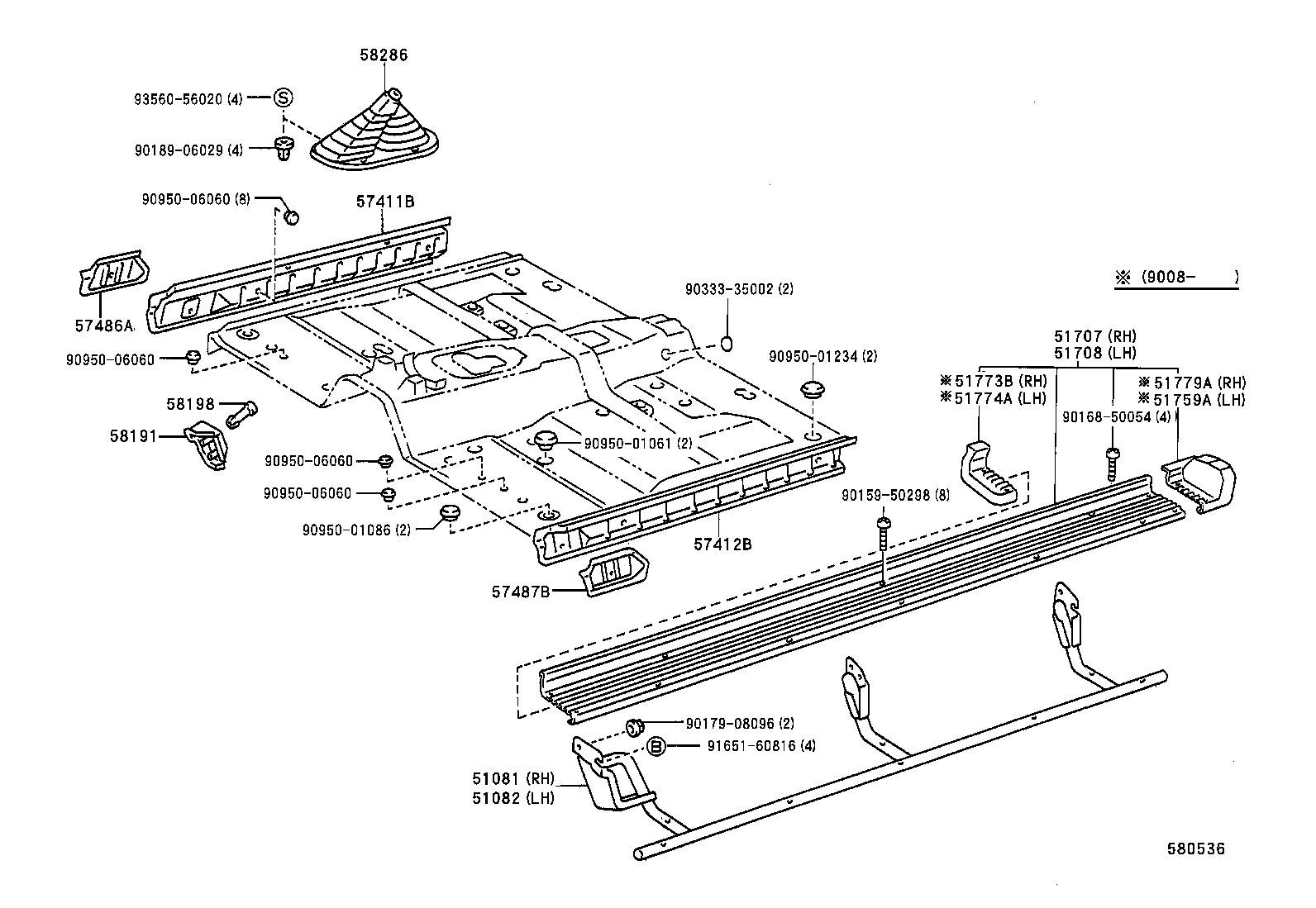 57627-89101 COVER, REAR FLOOR SIDE MEMBER, RH product image