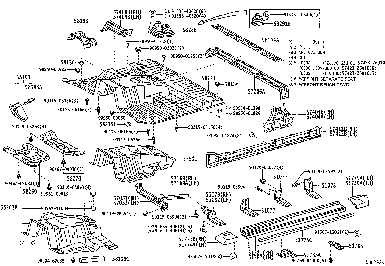 57052-60050 MEMBER SUB-ASSY, FRONT FLOOR CROSS, LH product image
