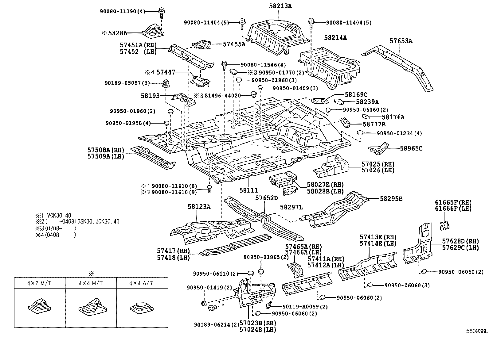 57417-0C010 REINFORCEMENT, FRONT FLOOR UNDER, RH product image