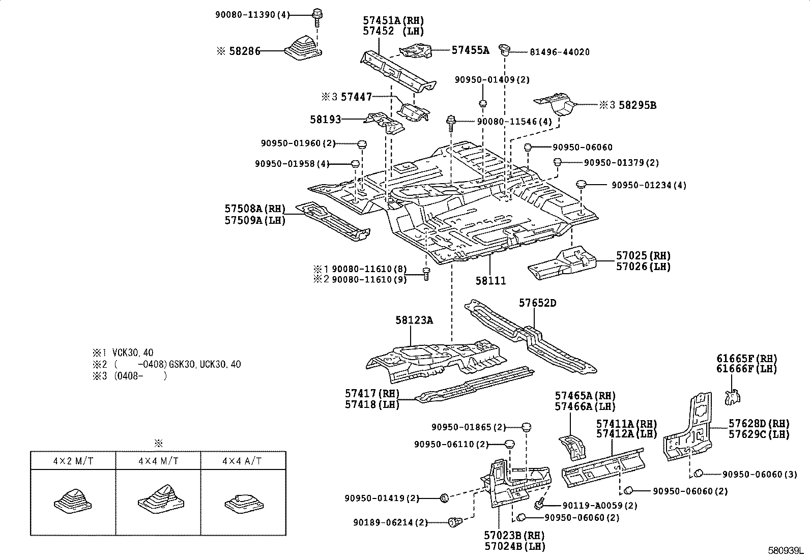57417-0C010 REINFORCEMENT, FRONT FLOOR UNDER, RH product image