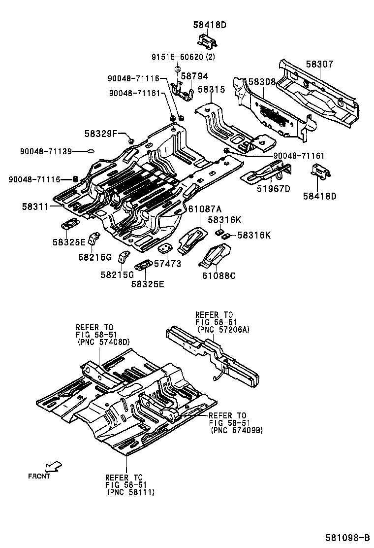 57608-87401 MEMBER SUB-ASSY, REAR FLOOR CROSS, NO.4 product image