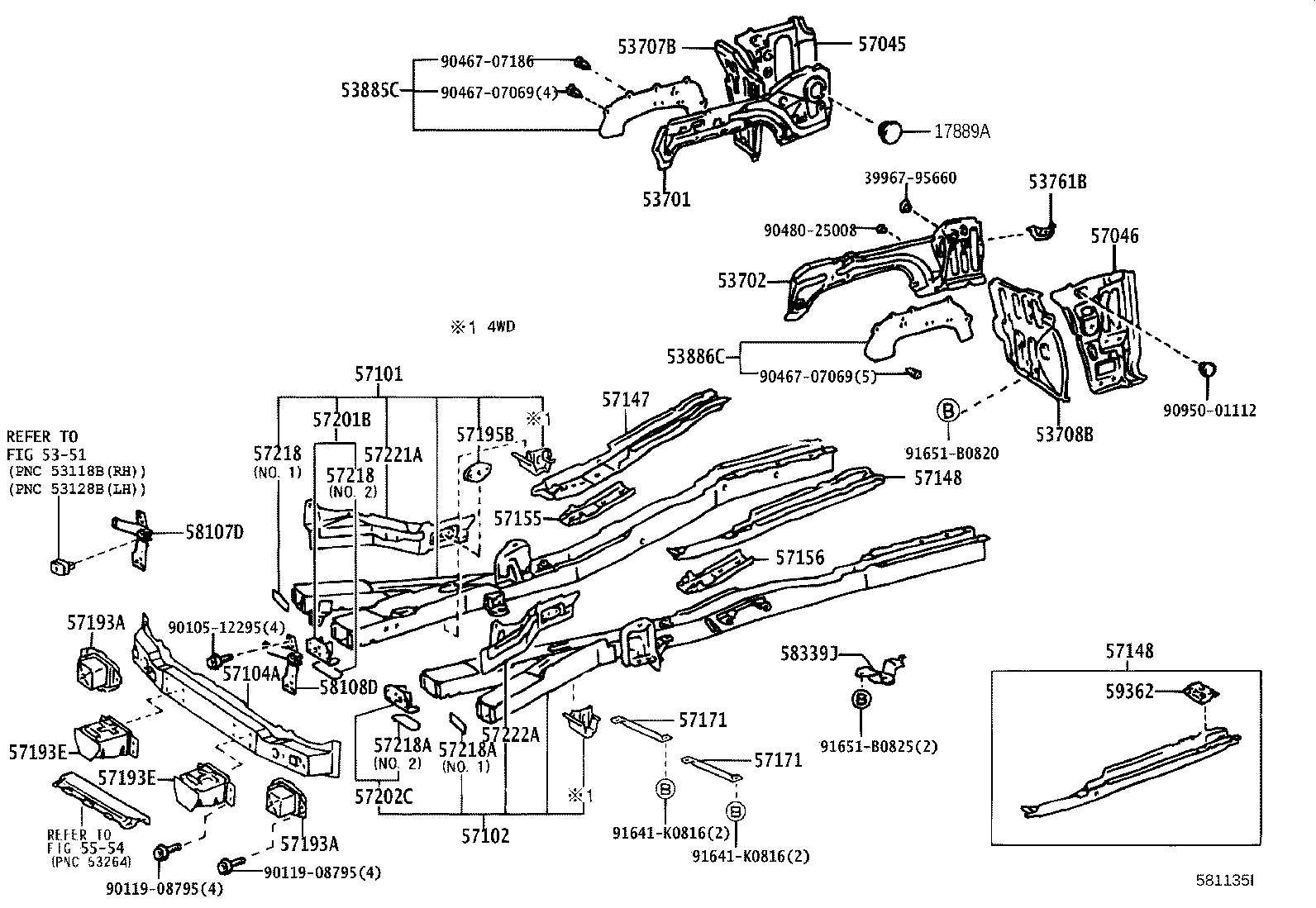 57102-26460 MEMBER SUB-ASSY, FRONT SIDE, LH product image