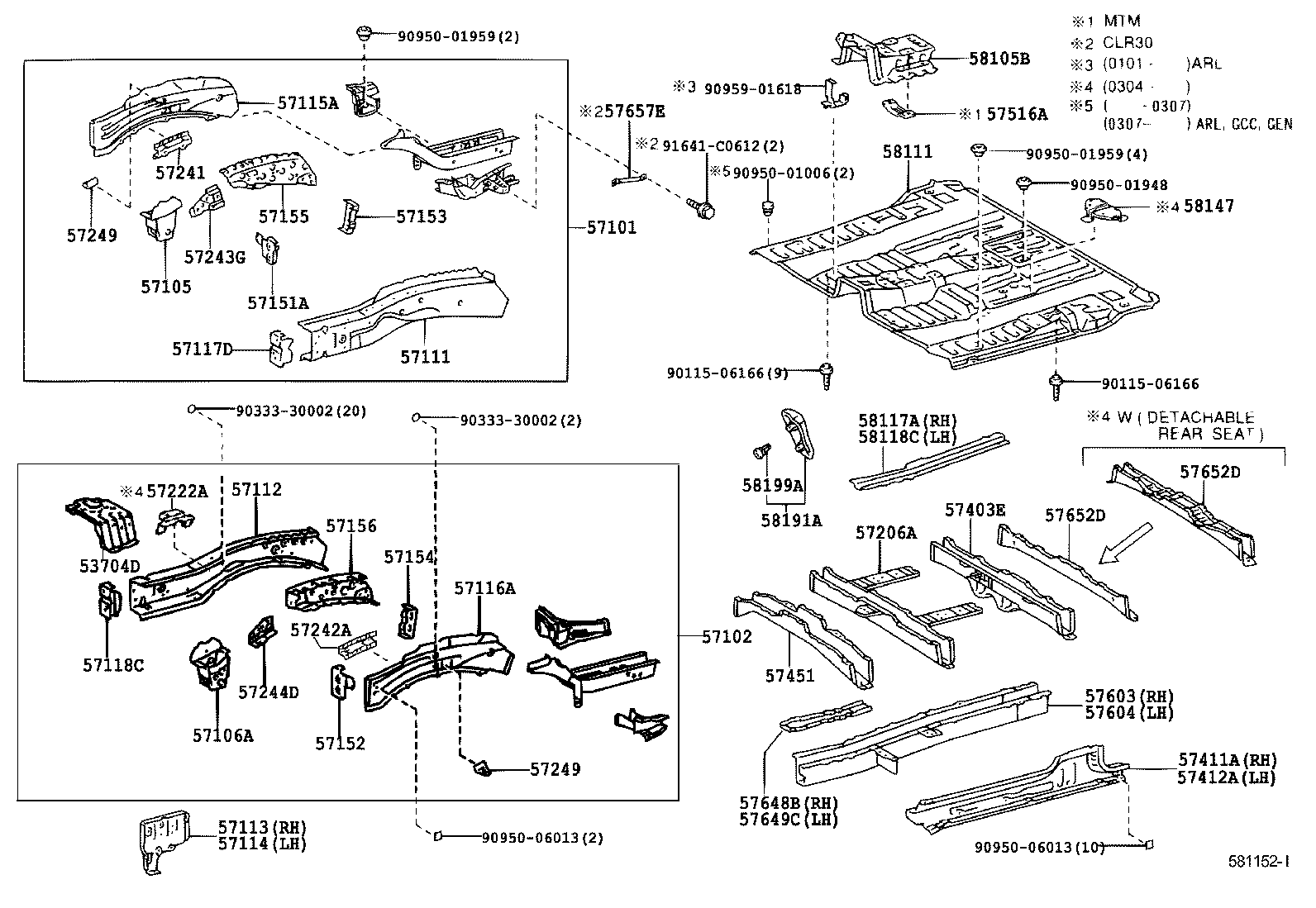 57102-28660 MEMBER SUB-ASSY, FRONT SIDE, LH product image