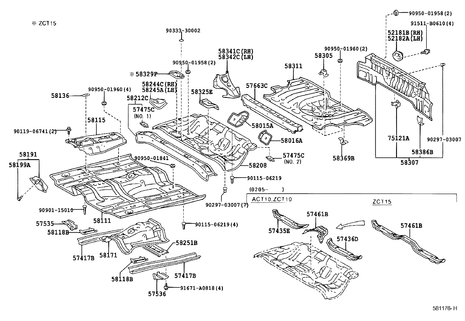 57536-32010 BRACE, FRONT FLOOR, LH product image