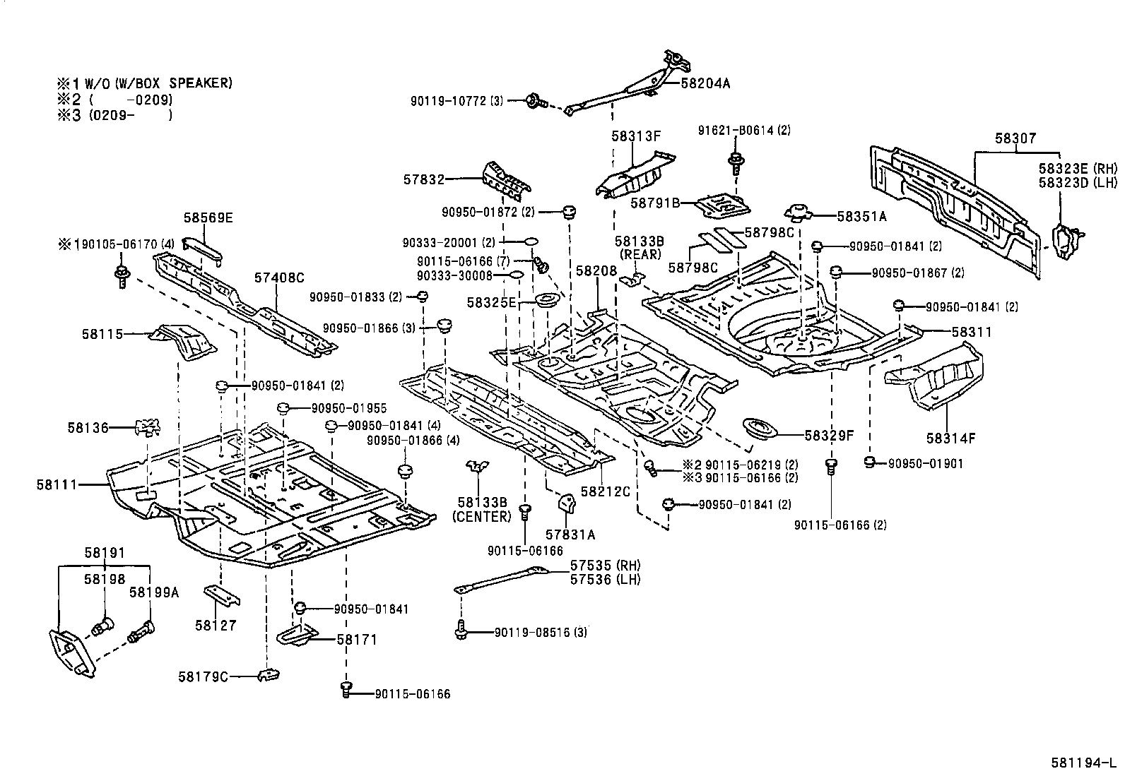 57536-48010 BRACE, FRONT FLOOR, LH product image