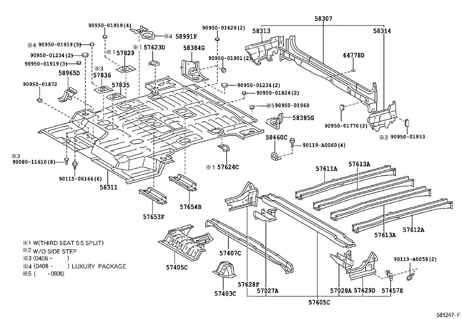 57403-0C010 REINFORCE SUB-ASSY, FLOOR SIDE, INNER RH product image