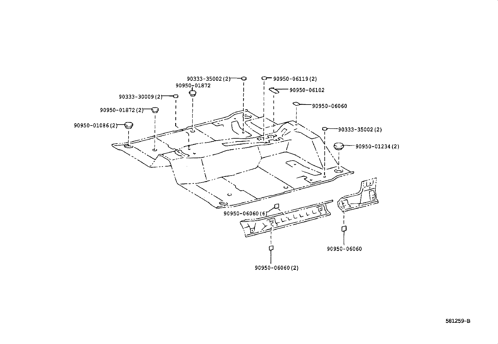 57052-04070 MEMBER SUB-ASSY, FRONT FLOOR CROSS, LH product image